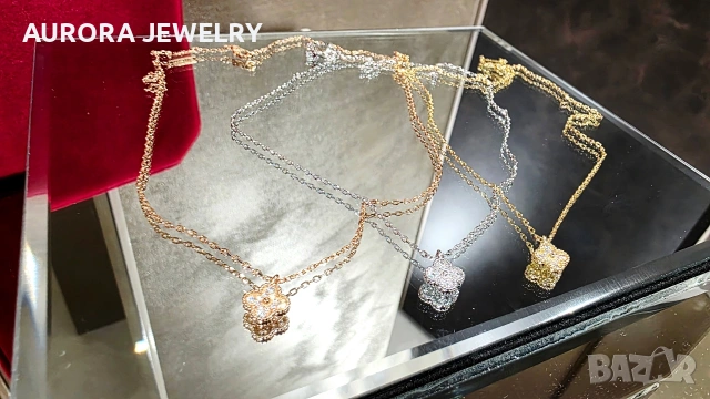 Van Cleef & Arpels VCA Gold Diamond Sweet Alhambra Clover Дамско Колие, снимка 10 - Колиета, медальони, синджири - 53243039