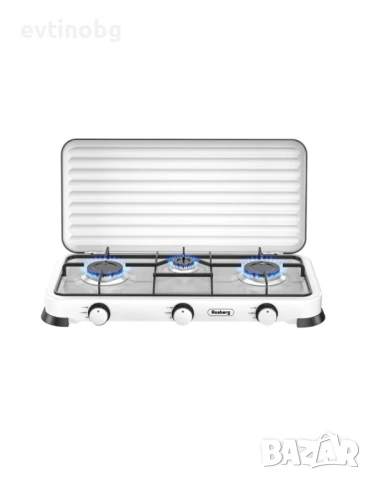 Троен газов котлон газов с капак Rosberg, 30mbar 2x2.2kWh+1x1kWh, снимка 3 - Газови котлони - 54100749