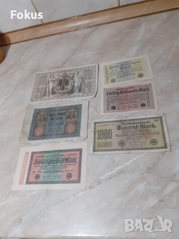 Лот 2 - Райхс марки, Дойче марки банкнота, марка - 6 бр.