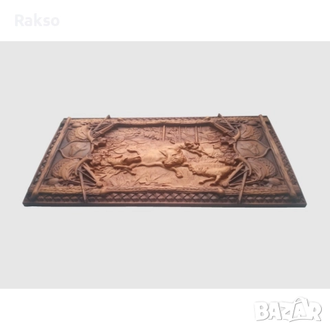 Дърворезба "Лов на глиган" , снимка 4 - Пана - 52726426