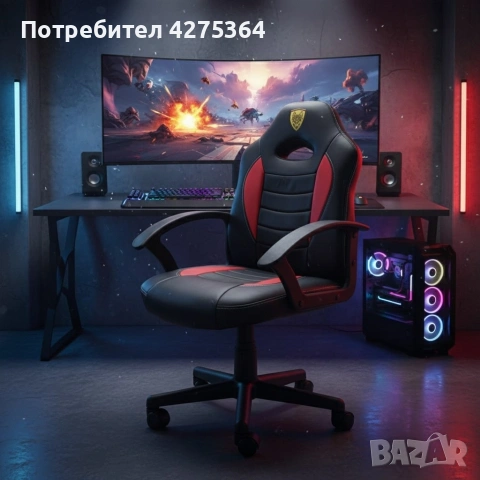 Детски геймърски офис стол – Спортен дизайн, ергономичен и регулируем