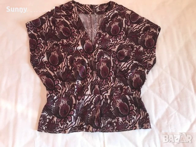 Дамска Копринена Блуза с Къс Ръкав Лятна блуза, снимка 4 - Ризи - 41554812