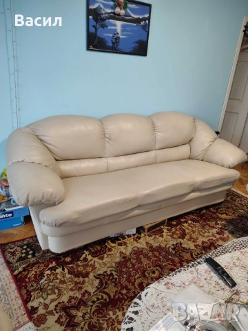 Продавам гарнитура от Италианска напа запазено, снимка 2 - Дивани и мека мебел - 54111958