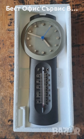 часовник стенен с термометър Хенкелс Henkels сив Aachen Design Germany Германия, снимка 2 - Стенни часовници - 52387465