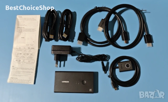 UGREEN HDMI 2.0 KVM Превключвател за 2 PC 1 Монитор 4 USB Порта 4K@60Hz, снимка 3 - Кабели и адаптери - 53844659