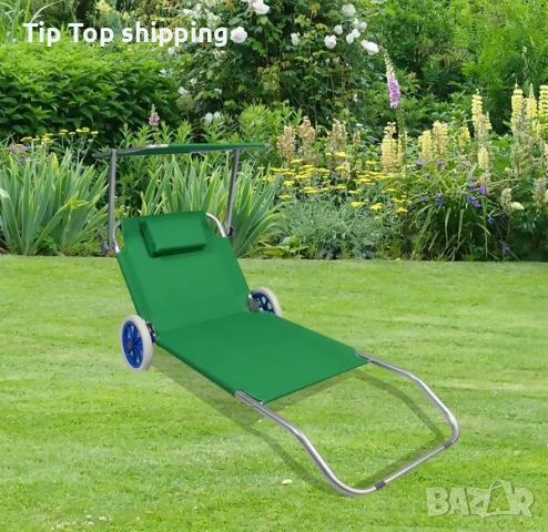 Сгъваем шезлонг с колела, Muhler, 147x52xH24 cm