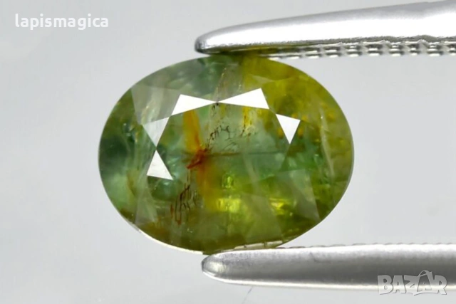 Зелен сапфир от Танзания - нетретиран 1.02ct овална шлифовка 6.3x5mm