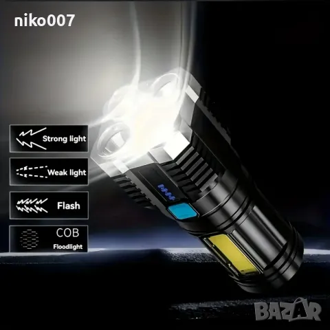 Супер Ярък USB Зареждаем LED Фенер, снимка 2 - Друга електроника - 50317003