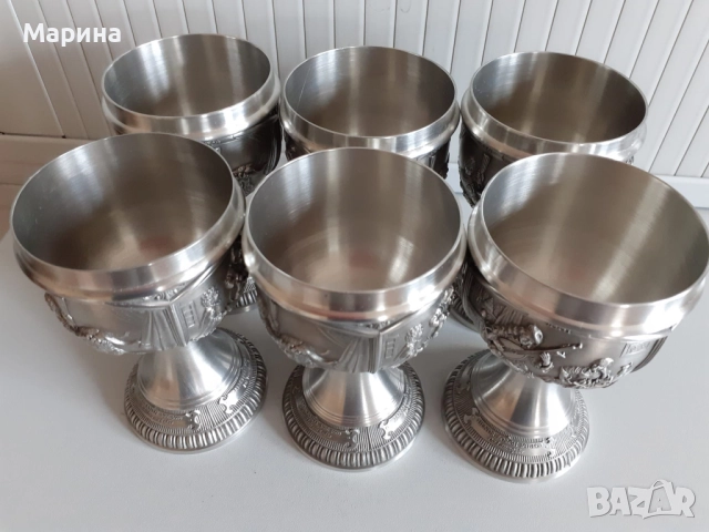 Чаши с чинийка от калай Antik*Vintage #90, снимка 18 - Антикварни и старинни предмети - 51709305