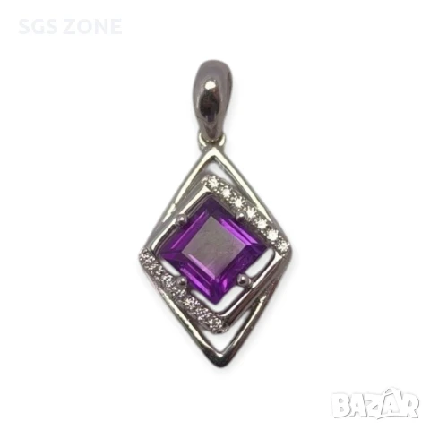 СРЕБЪРЕНА ВИСУЛКА СЪС АМЕТИСТ ПЕРИДОТ ИЛИ ЦИТРИН, снимка 2 - Колиета, медальони, синджири - 51179710