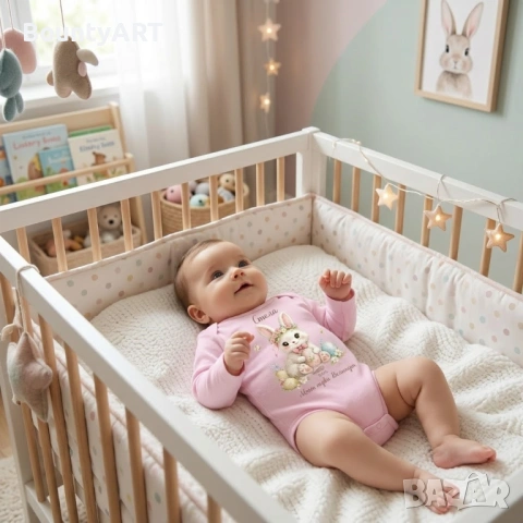 Персонализирано бебешко боди за момиченце „Моят първи Великден“ 