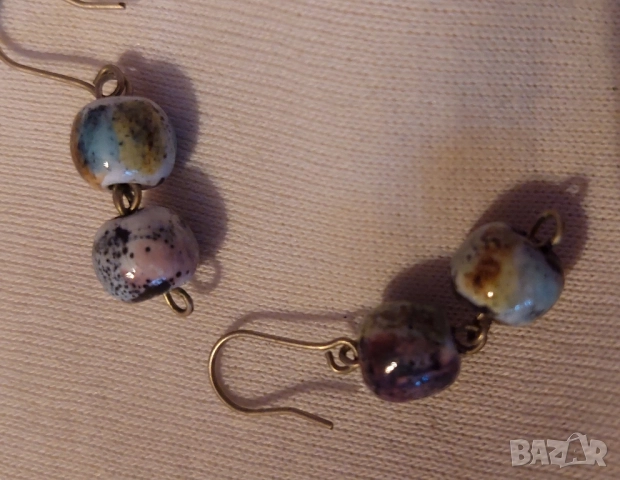 Обеци от многоцветен морски яспис, снимка 3 - Обеци - 51756720