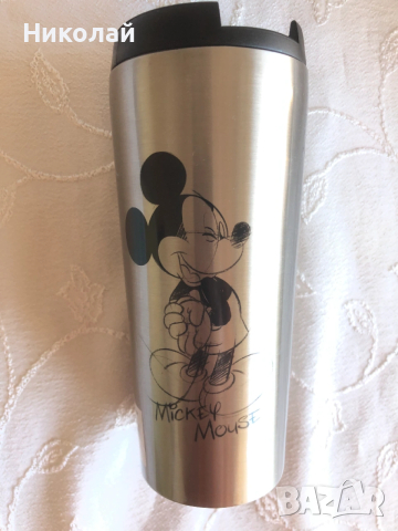 Термо чаша / Чаша за път / Travel mug / Термос Mickey Mouse – Disneyland Paris, оригинален, 450 мл , снимка 7 - Чаши - 53665208