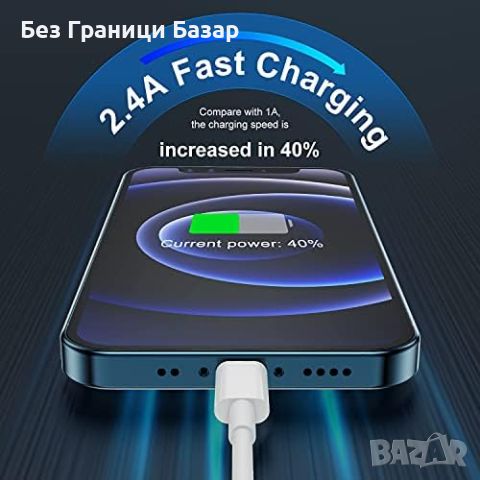 Нови 2 броя 2M USB до Lightning кабел за iPhone 14/13/12/11/X/6S/SE, бърз заряд, снимка 2 - Аксесоари за Apple - 46507207