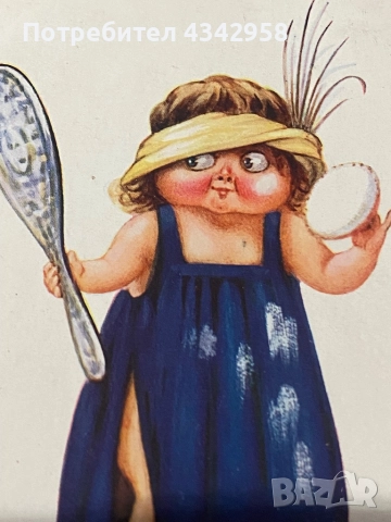 Пощенска ретро картичка.1915 г. Англия. Момиче с огледало., снимка 2 - Антикварни и старинни предмети - 51635731
