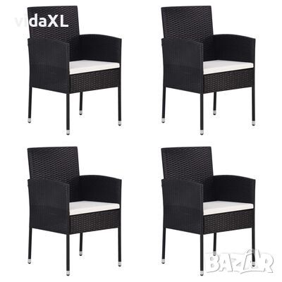 vidaXL Градински столове, 4 бр, полиратан, черни(SKU:313105