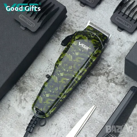 Машинка за подстригване VGR V-126 – Професионална машинка с камуфлажен дизайн, снимка 3 - Машинки за подстригване - 50384401