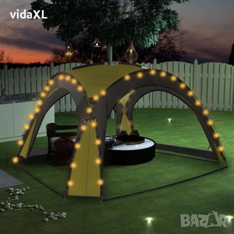 vidaXL Парти шатра с LED и 4 стени, 3,6x3,6x2,3 м, зелена(SKU:92237), снимка 2 - Градински мебели, декорация  - 52539394