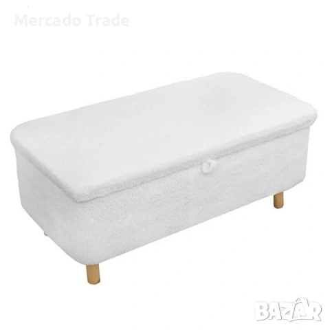 Декоративна табуретка с място за съхранение  Mercado Trade, Дърво, Бял, снимка 2 - Декорация за дома - 53513979
