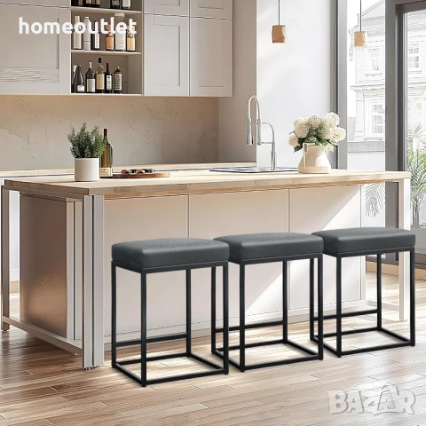 ПРОМОЦИЯ Бар столове / табуретки с индустриален дизайн и солидна основа, к-кт от 2 бр. IF088, снимка 2 - Столове - 51141545