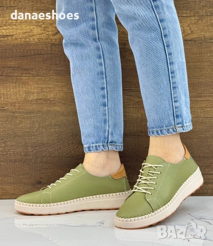 Дамски спортни обувки от естествена кожа в зелено , снимка 7 - Дамски ежедневни обувки - 53890498
