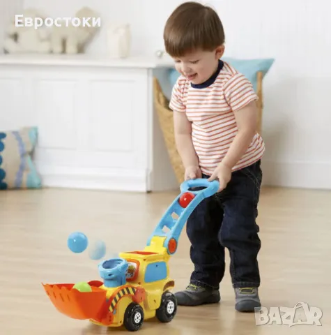 Интерактивна играчка за бутане VTech Pop-a-Ball Pop & Drop Digger, интерактивна играчка багер , снимка 7 - Образователни игри - 47241924