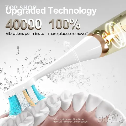 Електрическа четка за зъби Seago със сензор за налягане,5режима,бежово, снимка 3 - Тримери - 49640932