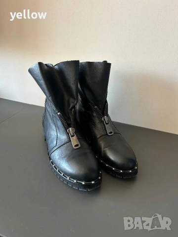 Черни боти естествена кожа 