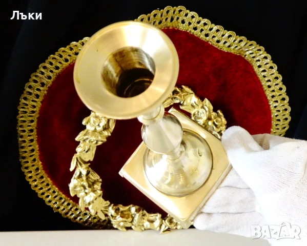 Викториански бронзов свещник на крачета. , снимка 3 - Антикварни и старинни предмети - 53066710