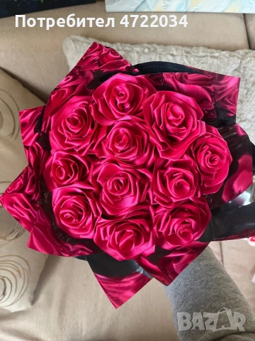 Букет от сатенени рози, снимка 3 - Подаръци за жени - 53392764