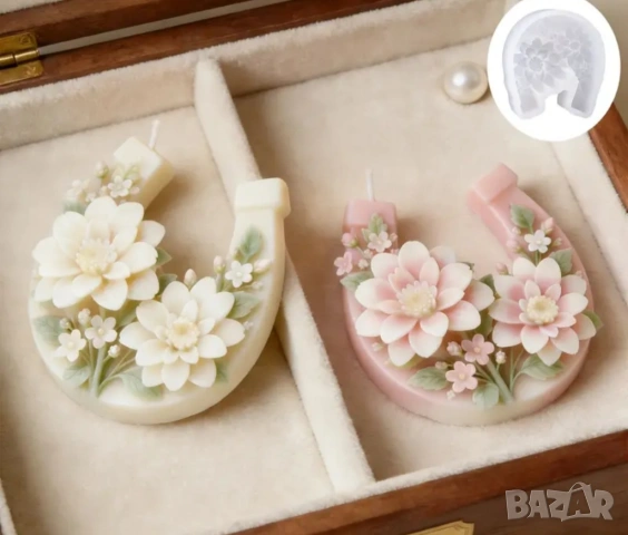 Молд конска подкова с цветя , снимка 4 - Форми - 53521886