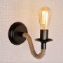 YOOCHUENG Ретро стенна лампа E27 от конопено въже за рустик, крушката не е включена, снимка 1 - Лампи за стена - 45671045