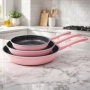 Комплект тигани Cheffinger розово с мраморно покритие – 3 части за всяка кухня - розов цвят, снимка 6