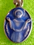 Винтидж сребърна висулка с син емайл ДЕВА МАРИЯ майсторска ръчна изработка 30584, снимка 2