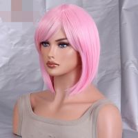 Аниме розова перука каре на черта с бретон, снимка 2 - Аксесоари за коса - 45424142