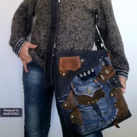 Дамска кожена чанта,Голяма синя кожена чанта,Чанта от естествена италианска кожа, снимка 3 - Чанти - 45036616