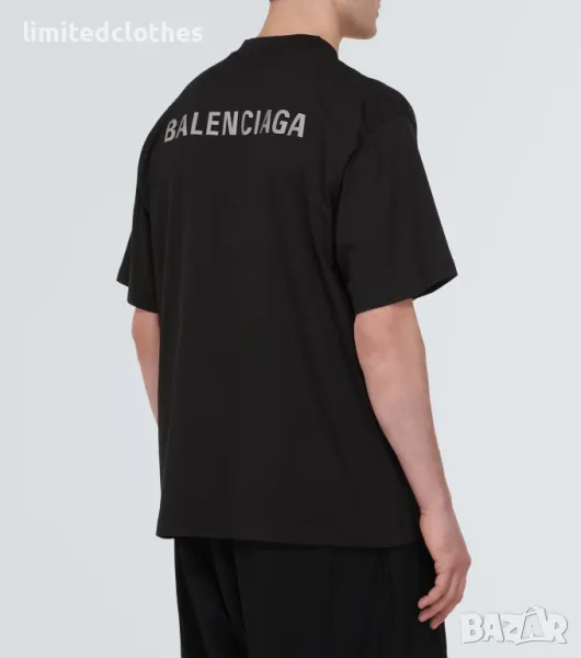 BALENCIAGA Black Reflective Logo Print Relaxed Fit Мъжка / Дамска Тениска size M (L), снимка 1