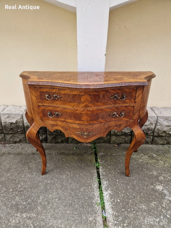 Прекрасен антикварен френски скрин шкаф масив с интарзия Луй 15, снимка 1