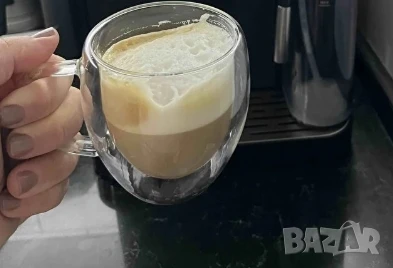 Стъклена чаша за кафе с двойно дъно 200ml, снимка 1