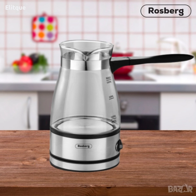 Джезве електрическо Rosberg, 600W, 500 мл., Стъклено, 2 ГОДИНИ ГАРАНЦИЯ, снимка 1