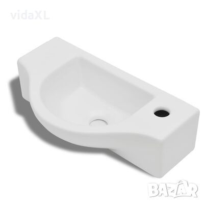 Керамична мивка за баня с отвор за смесител, бяла(SKU:141930, снимка 1