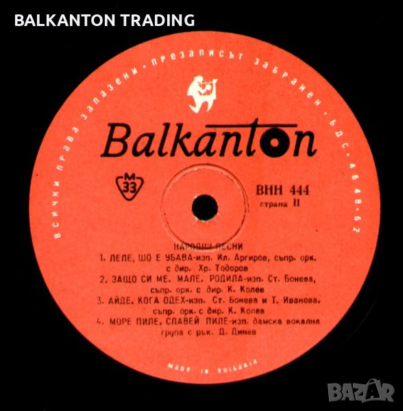 Български народни песни - БАЛКАНТОН - ВНН 444, снимка 1
