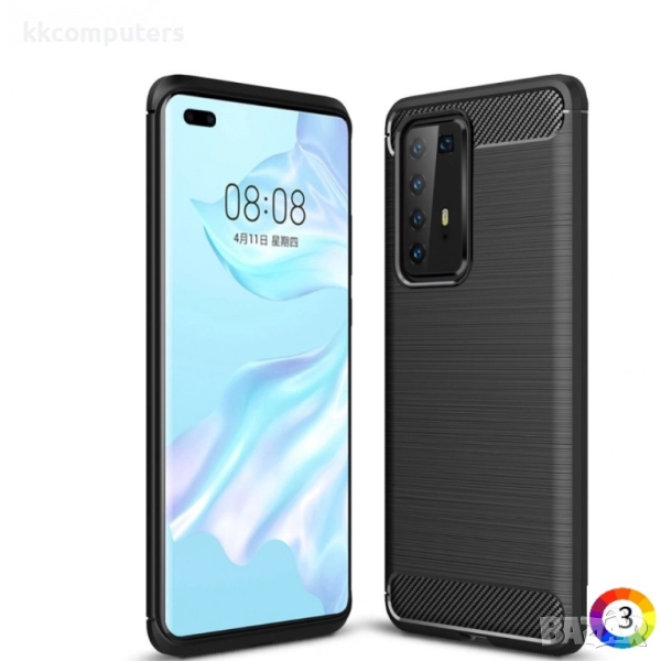 Huawei P40 Pro Удароустойчив Carbon Fiber Калъф и Протектор, снимка 1