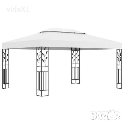 vidaXL Шатра с двоен покрив, 3х4 м, бяла, снимка 1