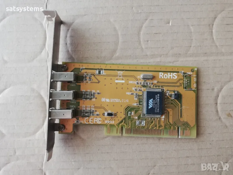 PCI 3-Port 1394 FireWire Adapter Card Q-TEC 510F VER:4.6 , снимка 1