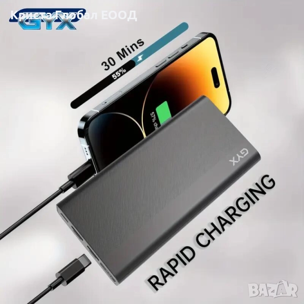 Преносима батерия Power Bank GYX SP05 – 10000 mAh, LED дисплей, USB-C / Micro, снимка 1
