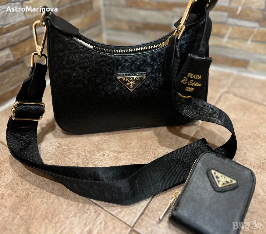 Стилна дамска чанта в стил Prada – с допълнителен портфейл, снимка 1
