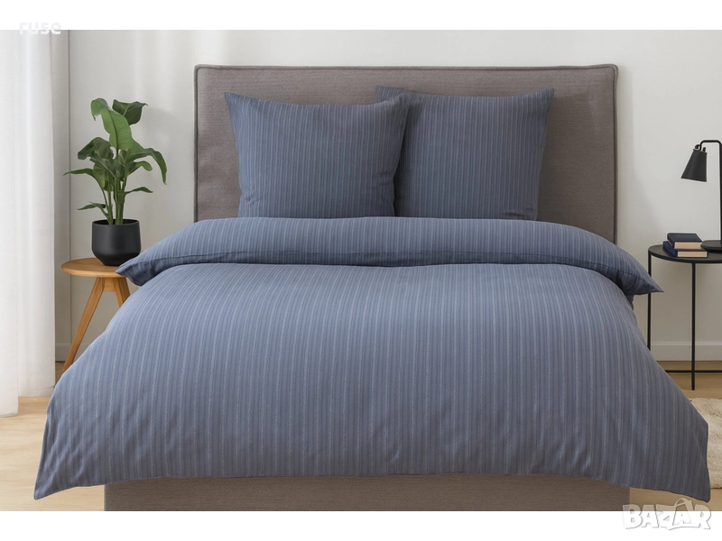 НОВО! Спално бельо от фин бархет 200х220см с две калъфки 50х70см райе, снимка 1