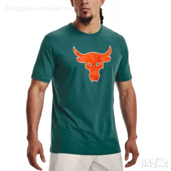 Мъжка тениска under armour x project rock brahma bull tee green orange, снимка 1