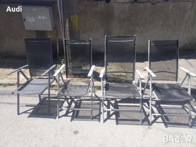 Комплект 4 броя сгъваеми алуминиеви къмпинг столове с подлакътници , снимка 9 - Градински мебели, декорация  - 45799173